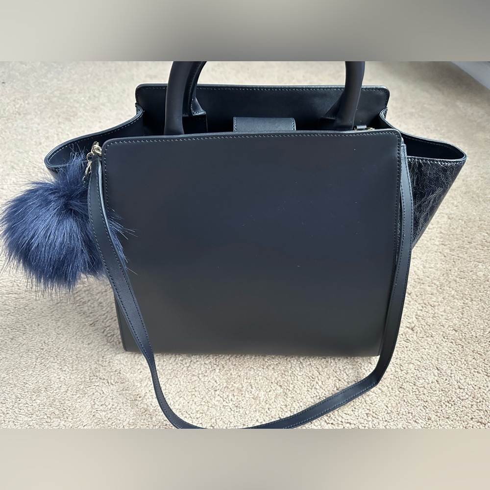 ZAC Posen navy satchel with detachable shoulder strap. - Picture 9 of 12